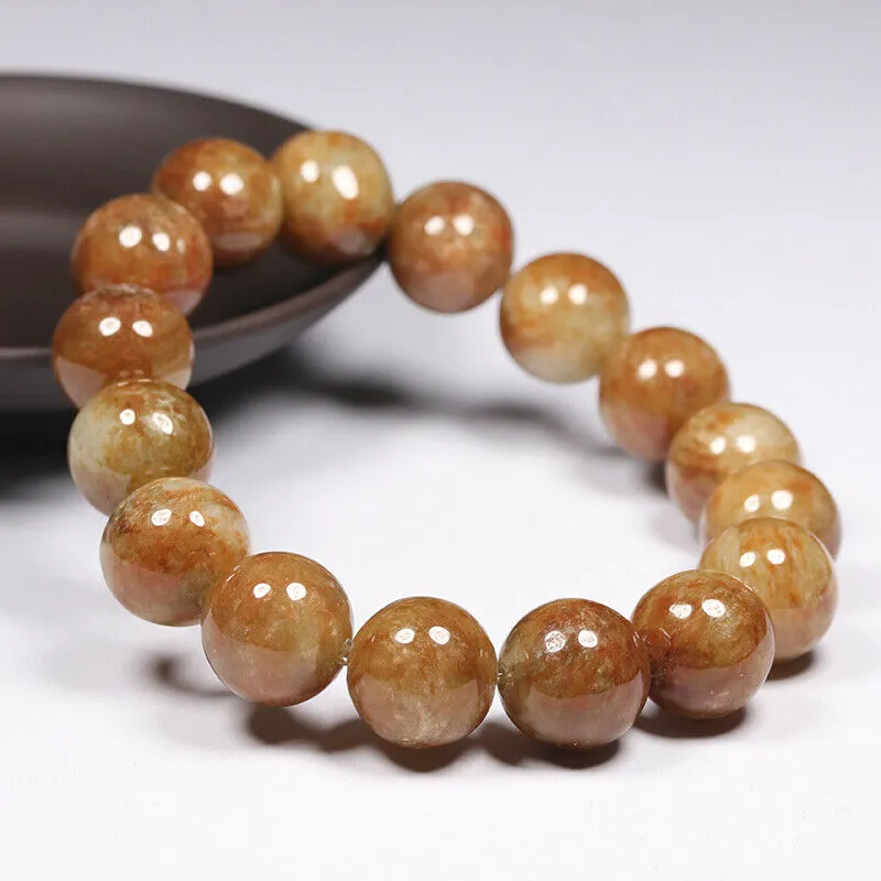 10% OFF- 54-63mm Certified Natural Yellow Gold Jadeite Emerald A*Jade Lucky Stretchy Bracelet《Grade A》L8286