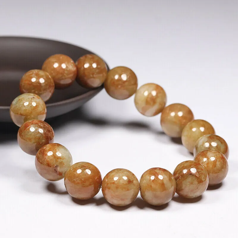 10% OFF- 54-63mm Certified Natural Yellow Gold Jadeite Emerald A*Jade Lucky Stretchy Bracelet《Grade A》L8286
