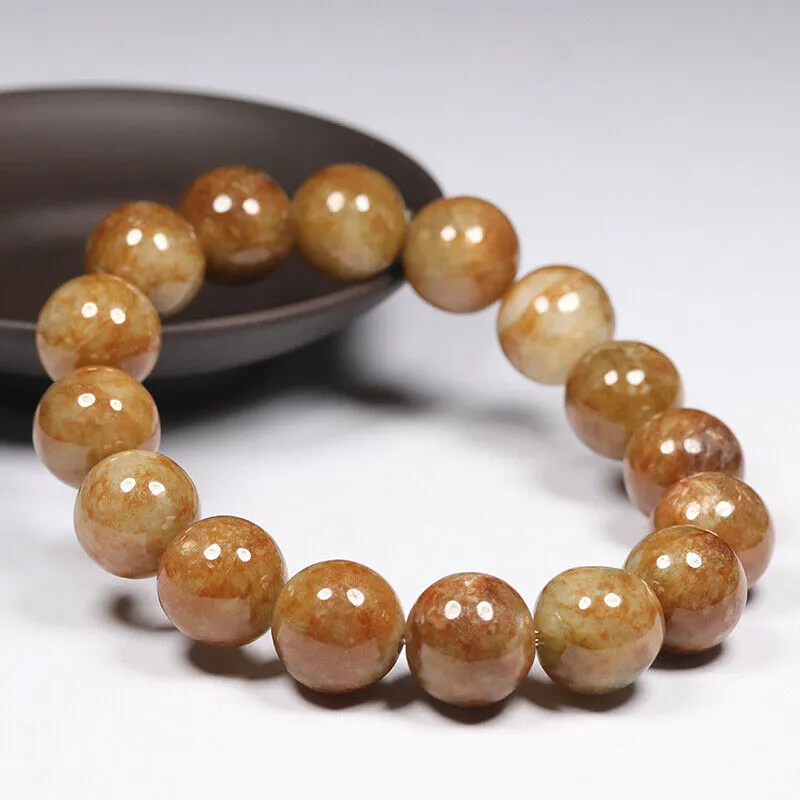 10% OFF- 54-63mm Certified Natural Yellow Gold Jadeite Emerald A*Jade Lucky Stretchy Bracelet《Grade A》L8286