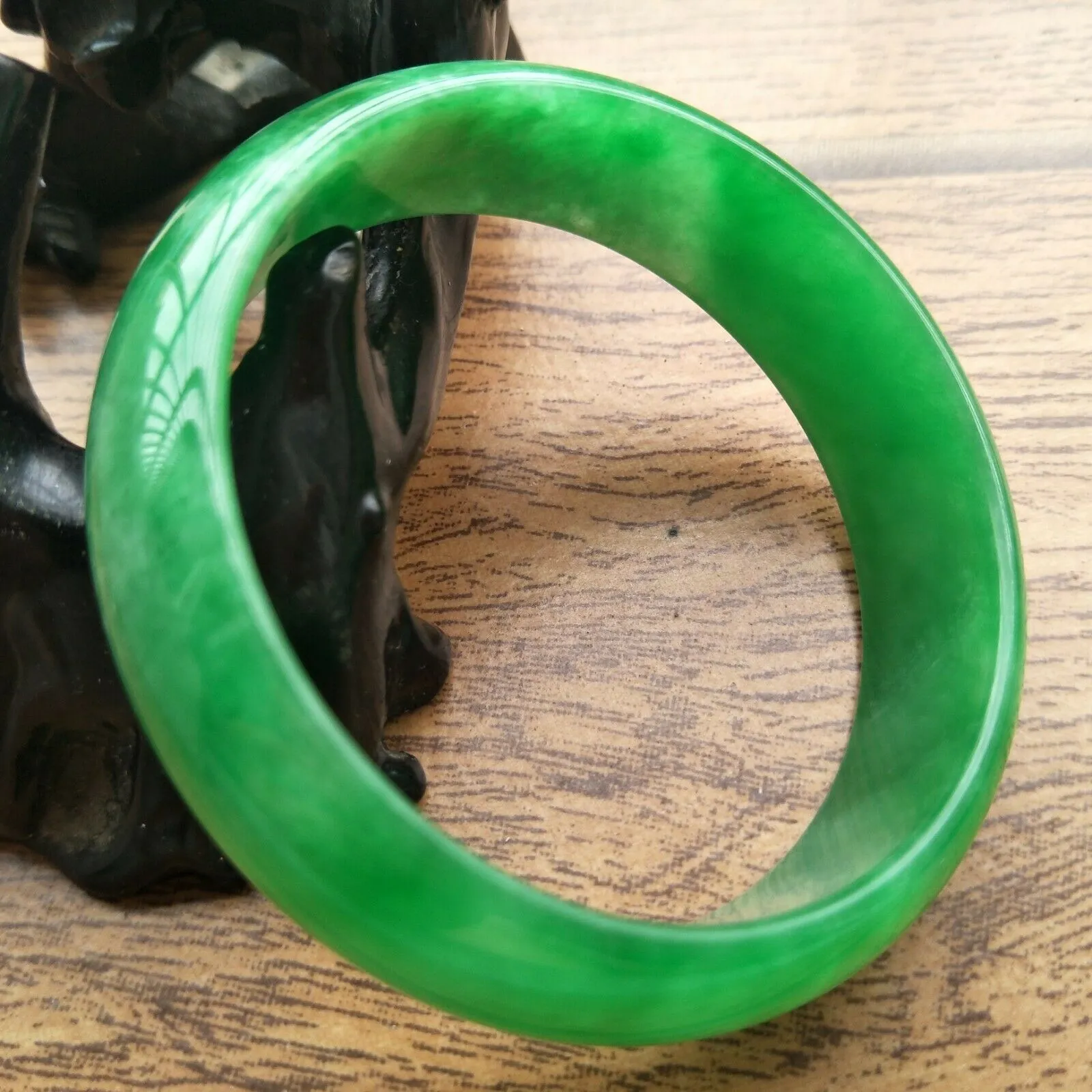 10% OFF- 56/57/58mm Certified Natural Jadeite Emerald A*Jade Handcarved Bangle A258