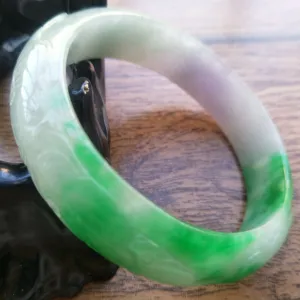 10% OFF- 57/58/59mm Certified Natural 3 Color Jadeite Emerald A*Jade HandCarved Lucky Ruyi Flower Bracelet Bangle A208