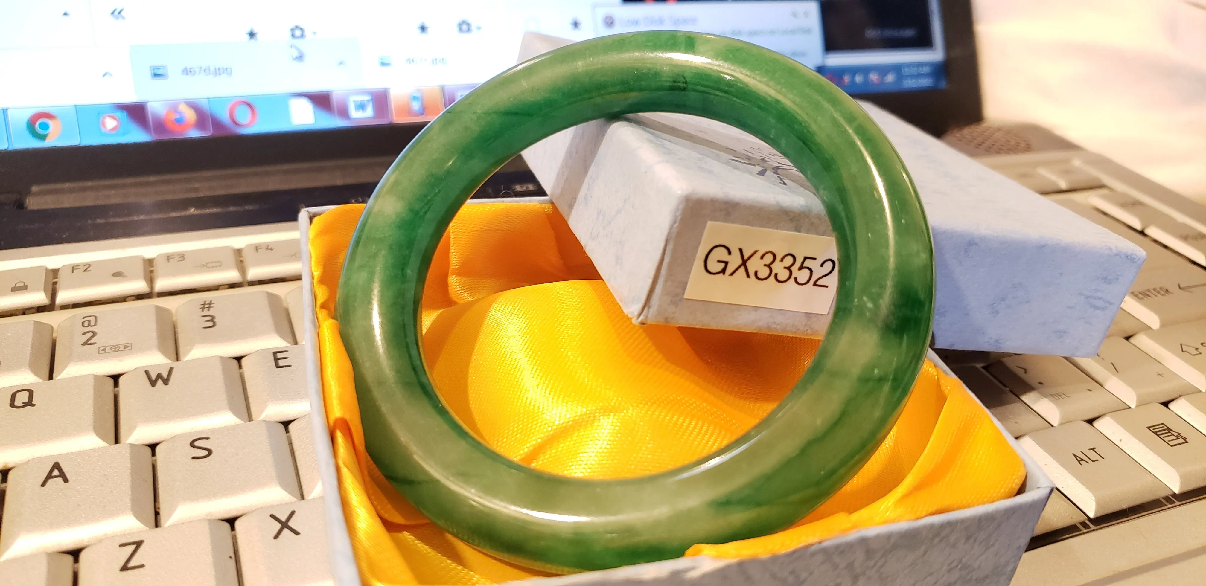10% OFF- 58/59/60mm Certified Natural Jadeite Emerald A*Jade HandCarved Lucky Round Bracelet Bangle GX3352