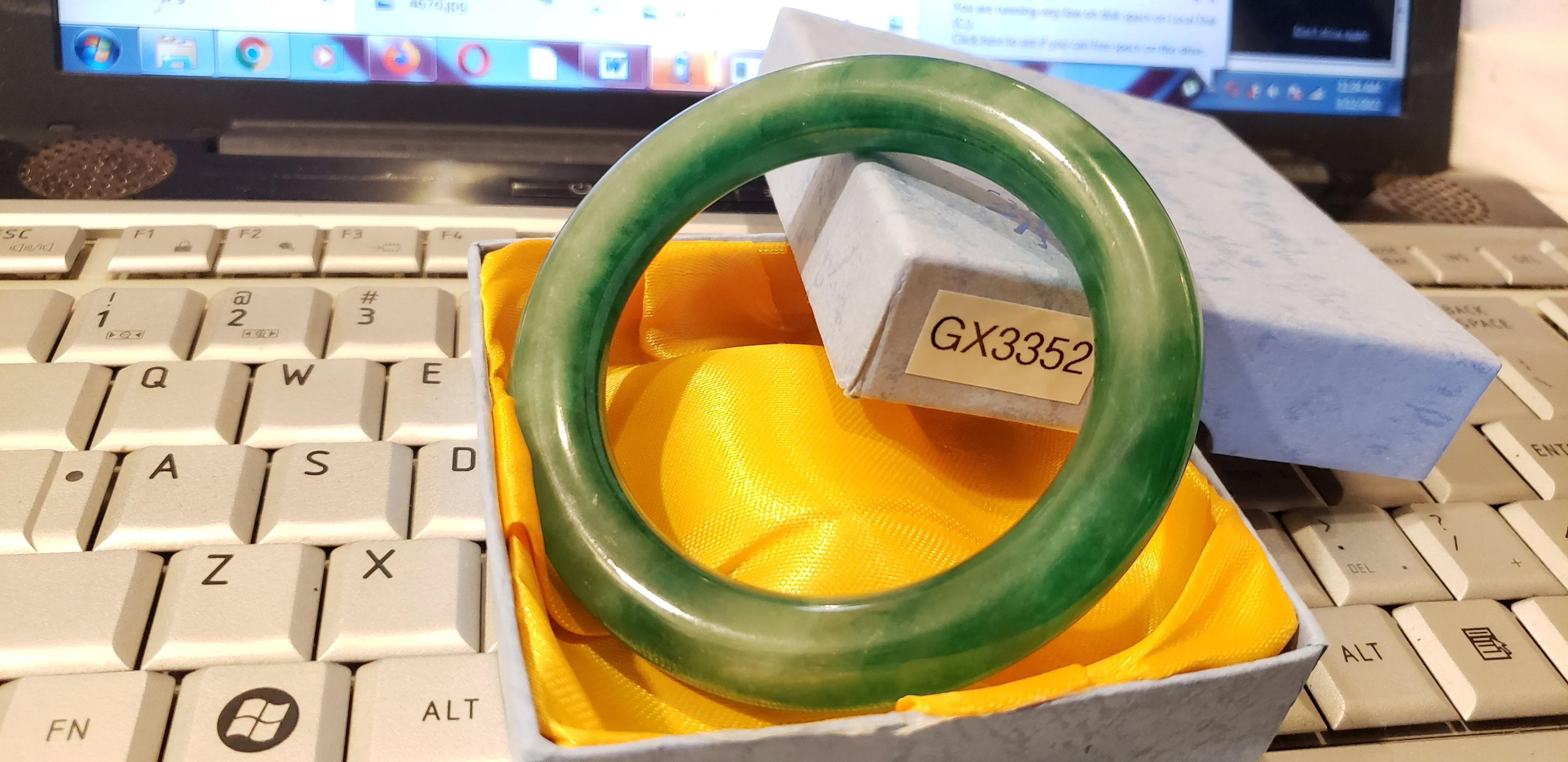 10% OFF- 58/59/60mm Certified Natural Jadeite Emerald A*Jade HandCarved Lucky Round Bracelet Bangle GX3352