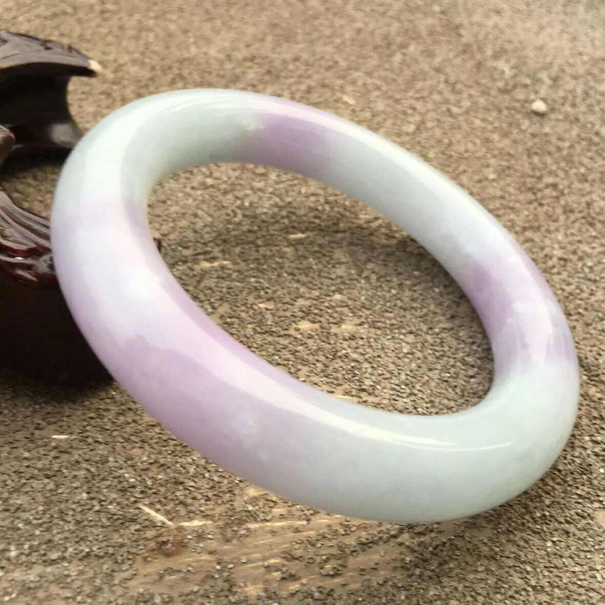 10% OFF- 58/59/60mm Certified Natural Lavender Jadeite Emerald A Jade HandCarved Round Bracelet Bangle GX606