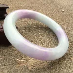 10% OFF- 58/59/60mm Certified Natural Lavender Jadeite Emerald A Jade HandCarved Round Bracelet Bangle GX606