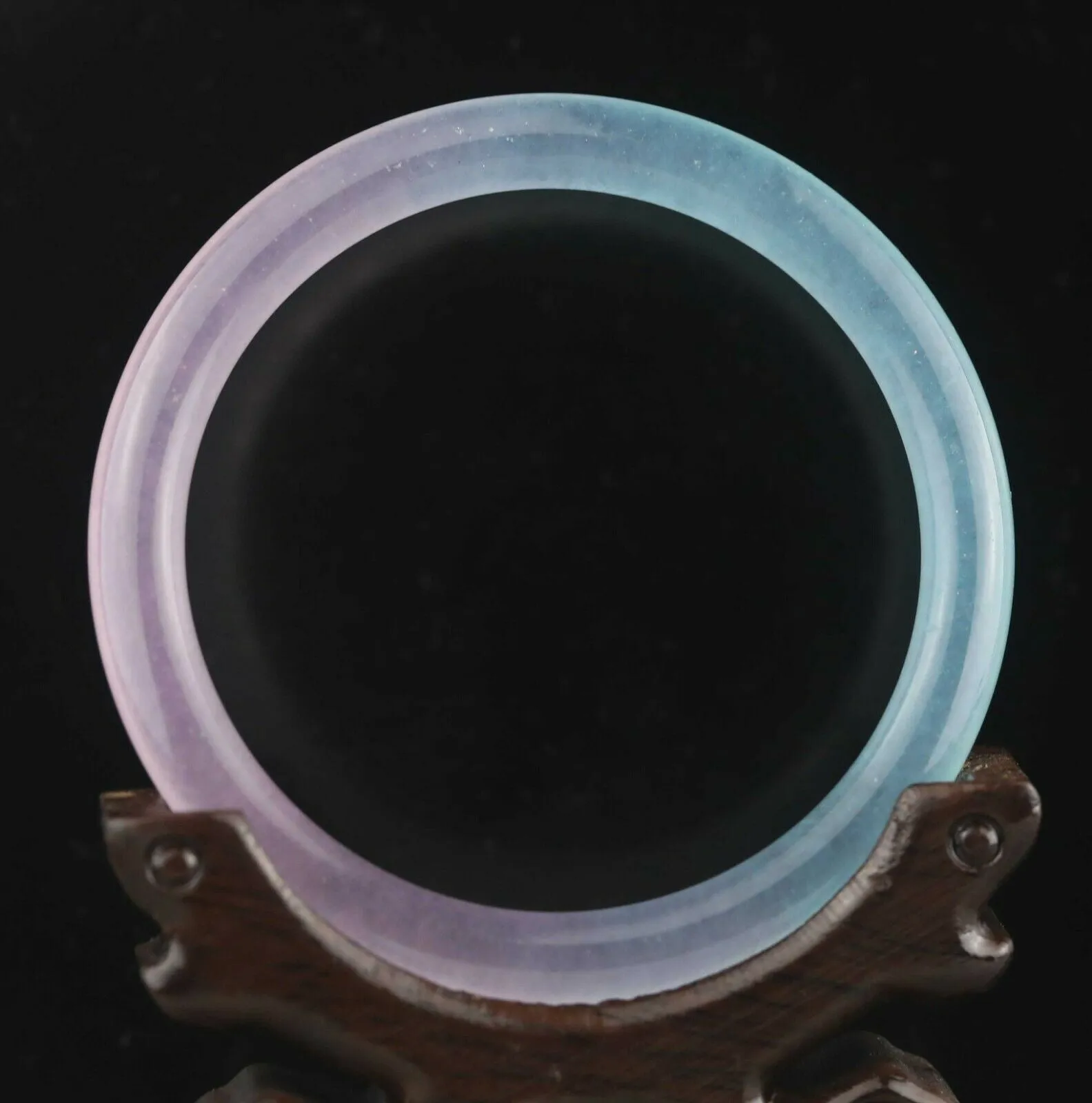 10% OFF- 58/60/61mm Certified Natural Ice Lavender Blue Emerald A*Jade HandCarved Lucky Round Bracelet Bangle