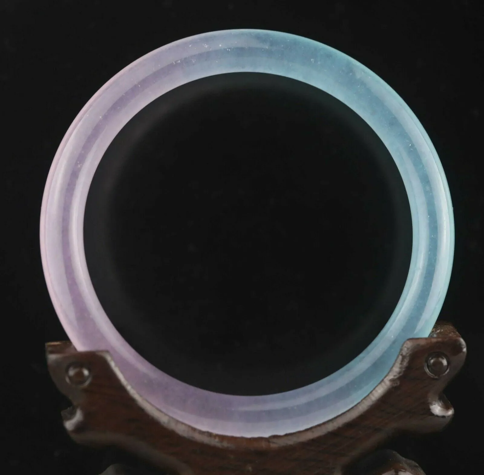 10% OFF- 58/60/61mm Certified Natural Ice Lavender Blue Emerald A*Jade HandCarved Lucky Round Bracelet Bangle
