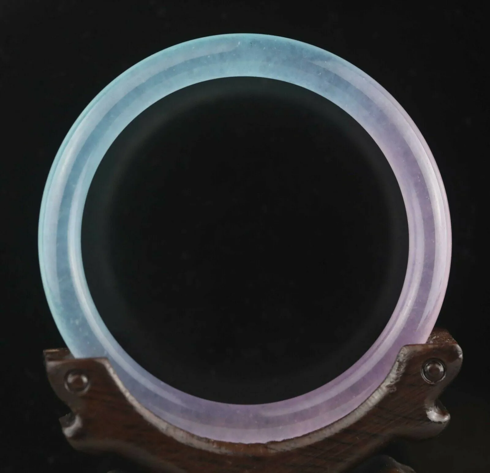 10% OFF- 58/60/61mm Certified Natural Ice Lavender Blue Emerald A*Jade HandCarved Lucky Round Bracelet Bangle