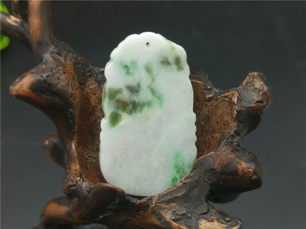 10% OFF- Certified Natural Icy Jadeite Emerald Jade HandCarved Tablet Lucky Dragon Pendant A1940