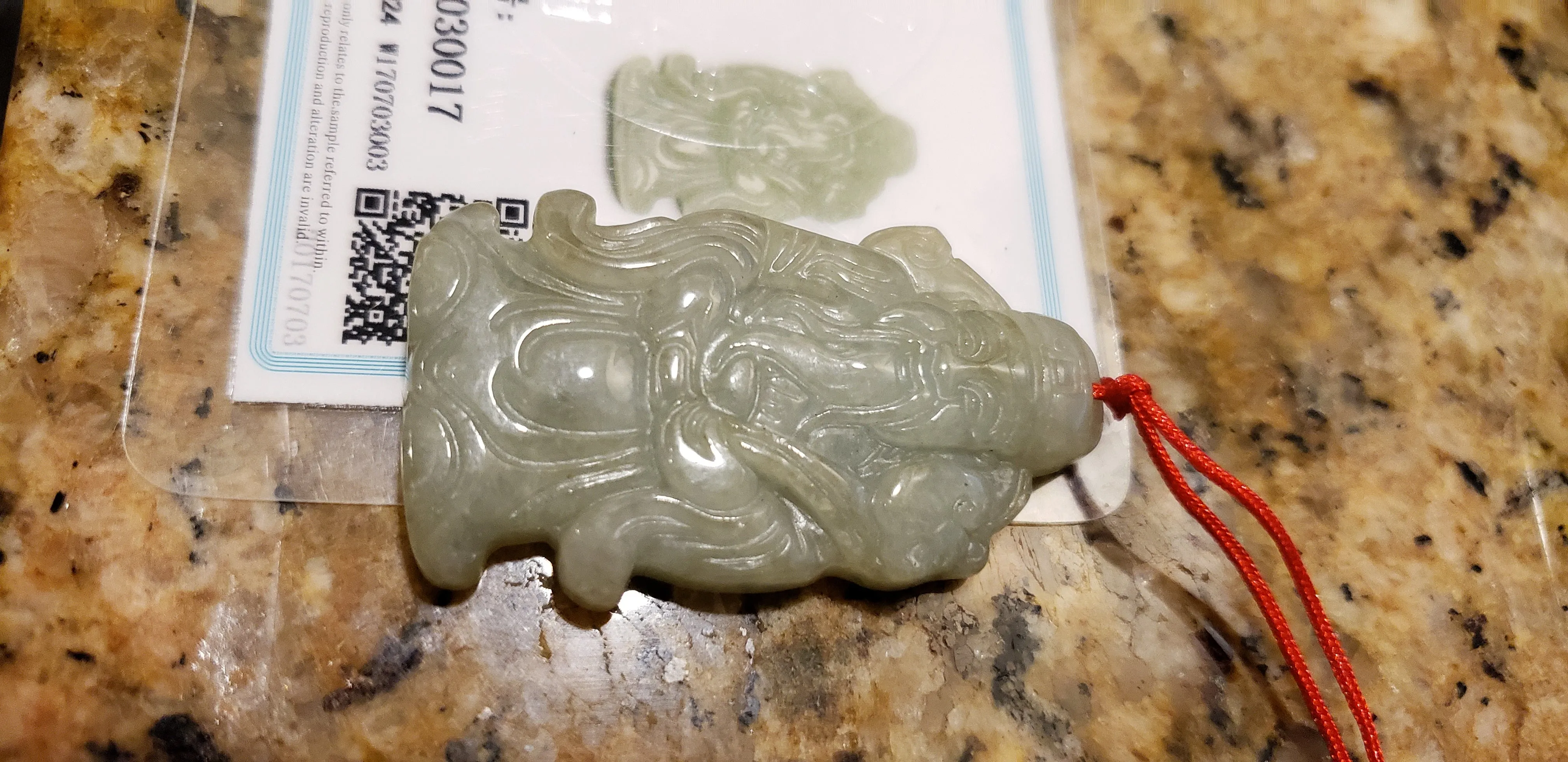10% OFF- Certified Natural Jadeite Emerald A*Jade HandCarved Blessing God Pendant W0017
