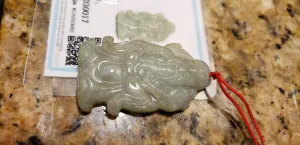 10% OFF- Certified Natural Jadeite Emerald A*Jade HandCarved Blessing God Pendant W0017