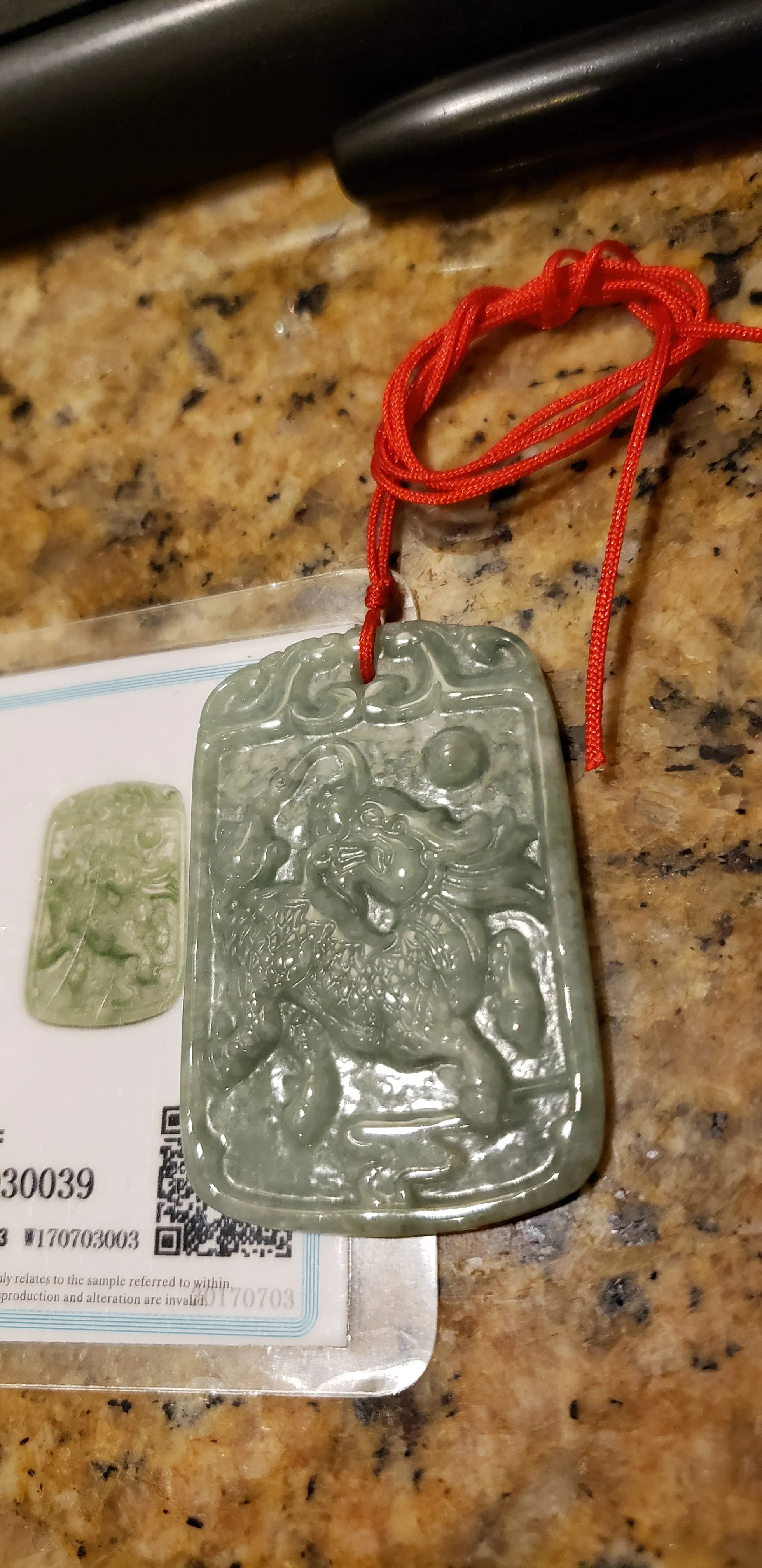 10% OFF- Certified Natural Jadeite Emerald A*Jade HandCarved Blessing Lucky Kirin Pendant W0039