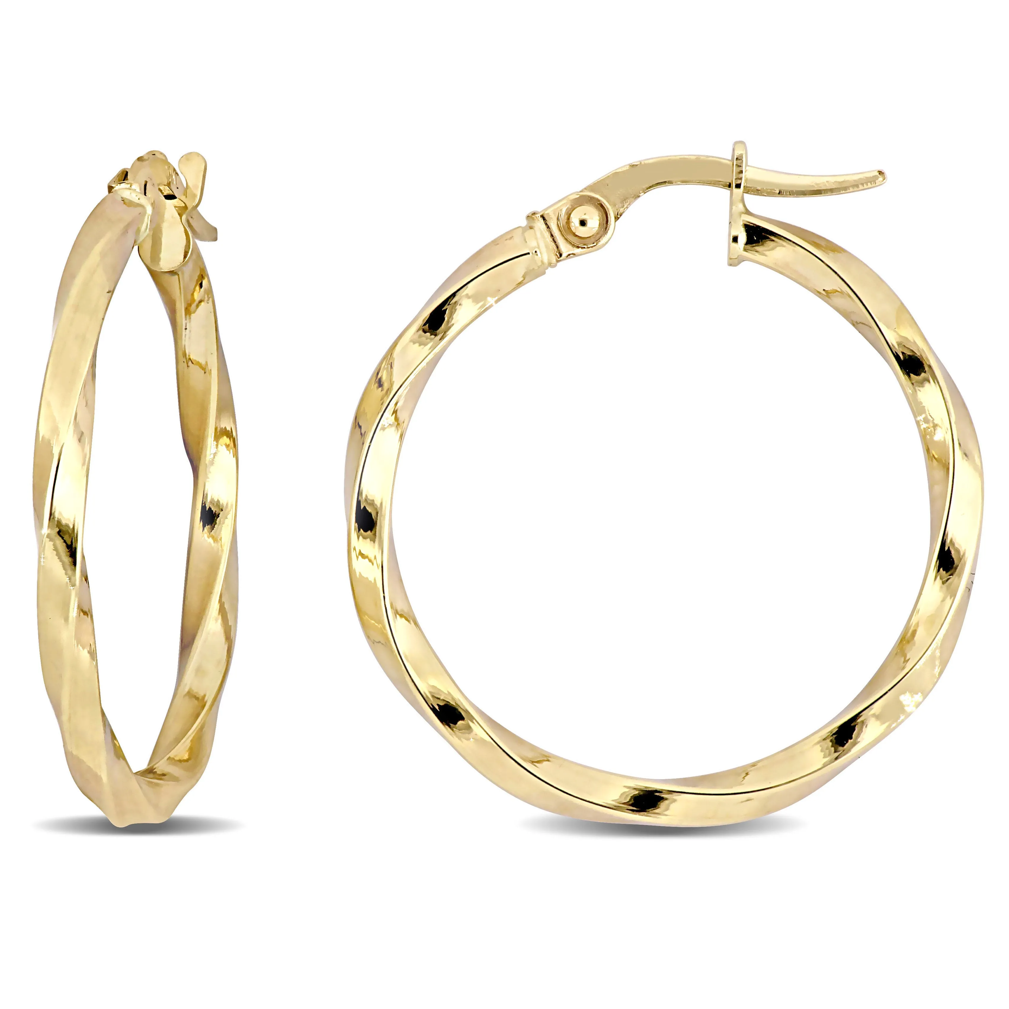 10K Yellow Gold Twisted Hoop Earrings