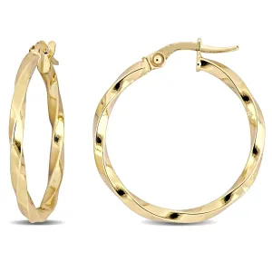 10K Yellow Gold Twisted Hoop Earrings