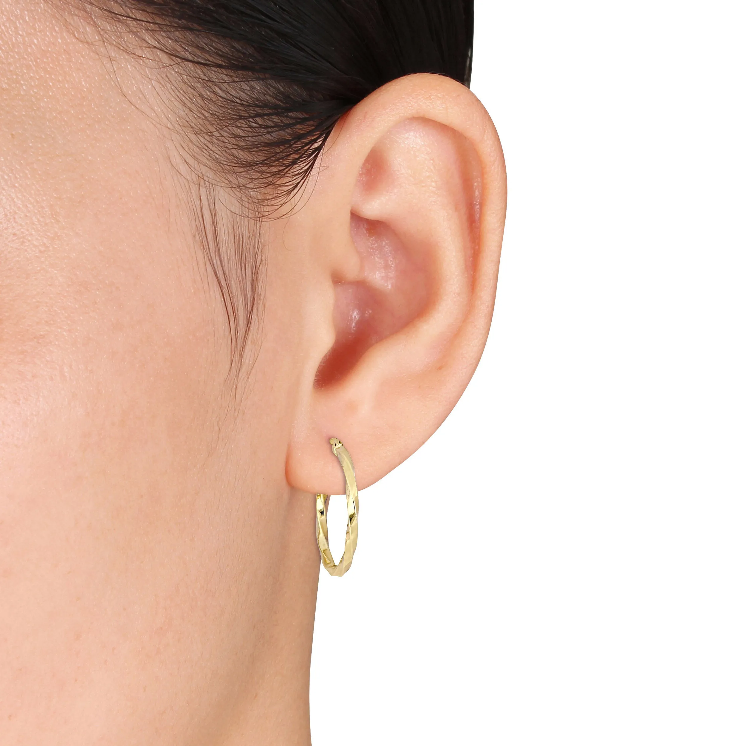 10K Yellow Gold Twisted Hoop Earrings
