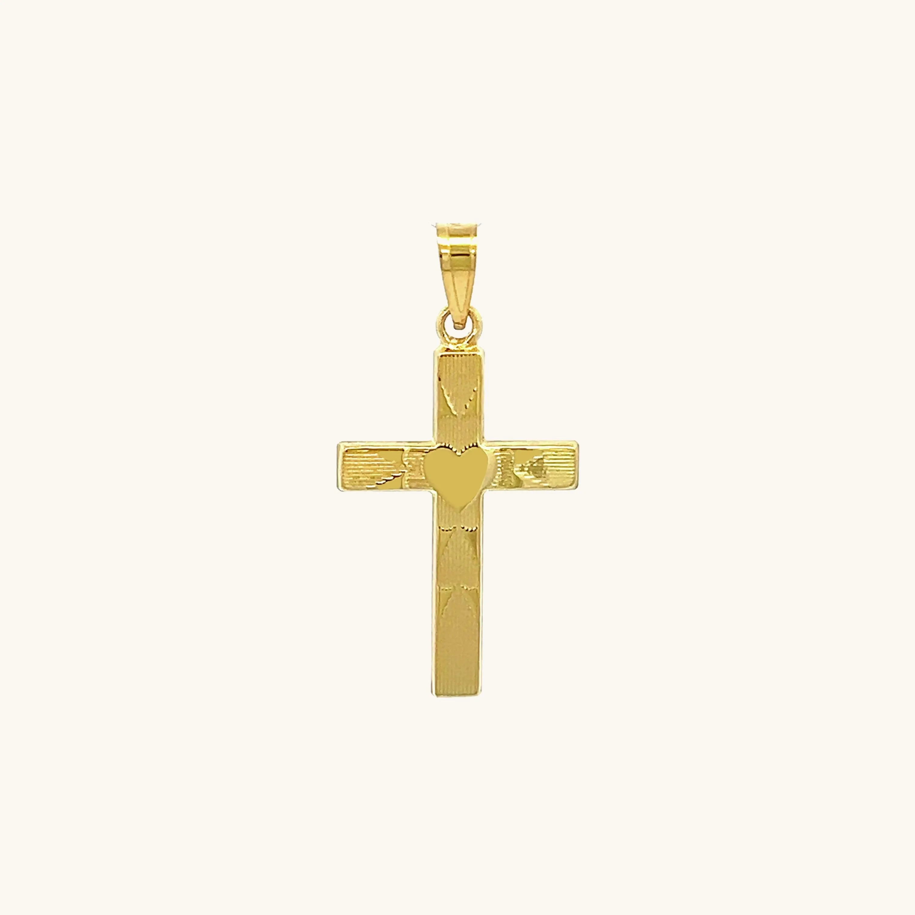 14K GOLD HEART CROSS PENDANT