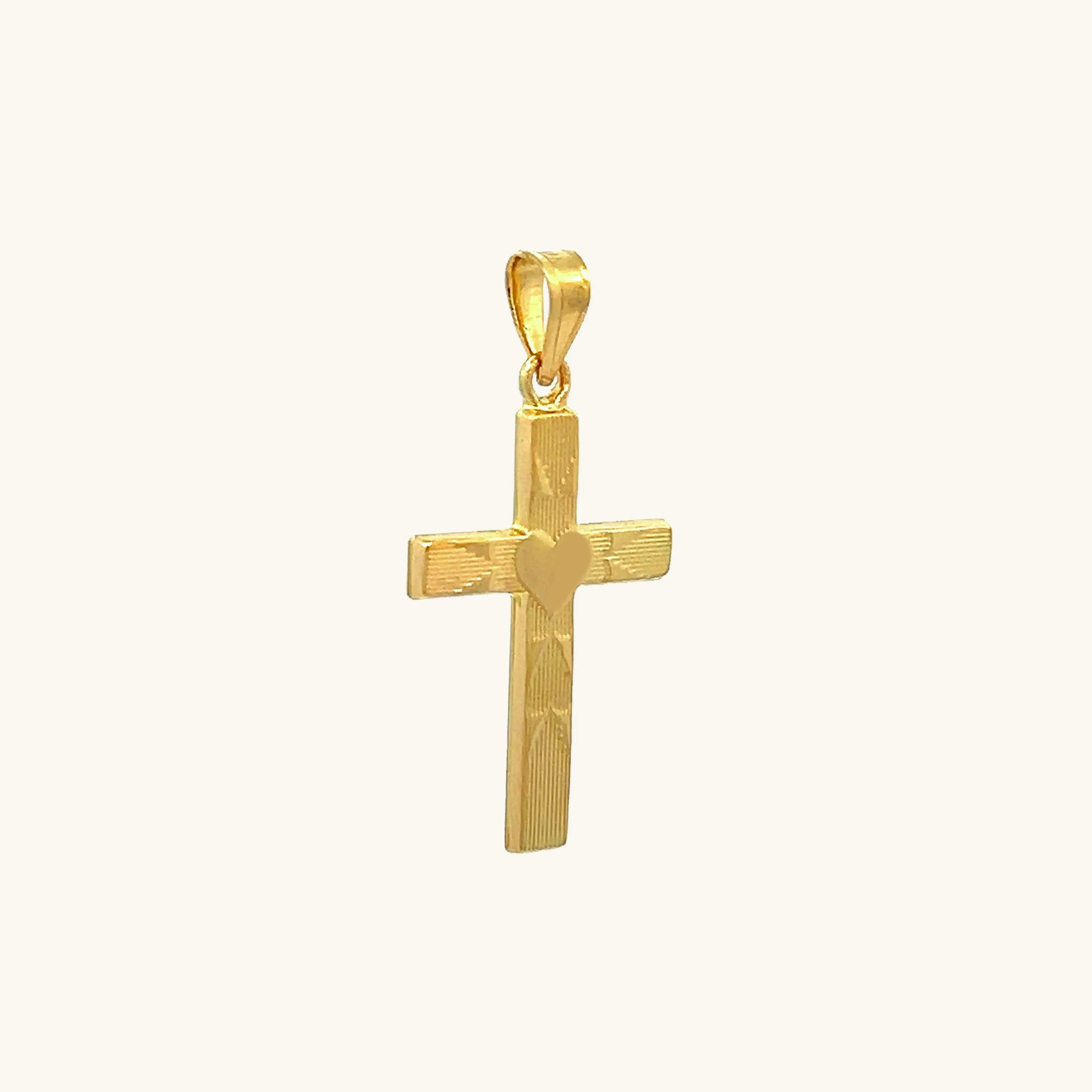 14K GOLD HEART CROSS PENDANT