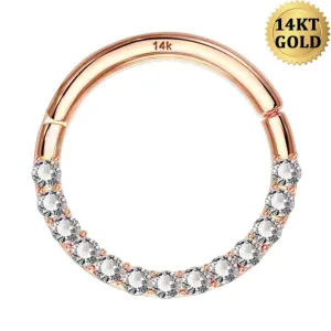 14K Rose Gold 16G CZ Septum Ring Daith Jewelry
