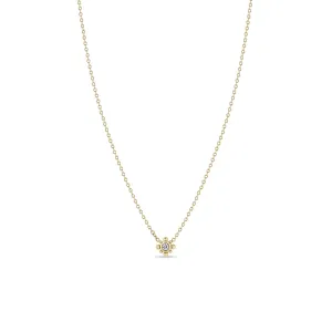 14k Tiny Bead Diamond Starburst Necklace