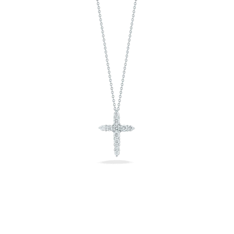 18K WG DIAMOND CROSS NECKLACE