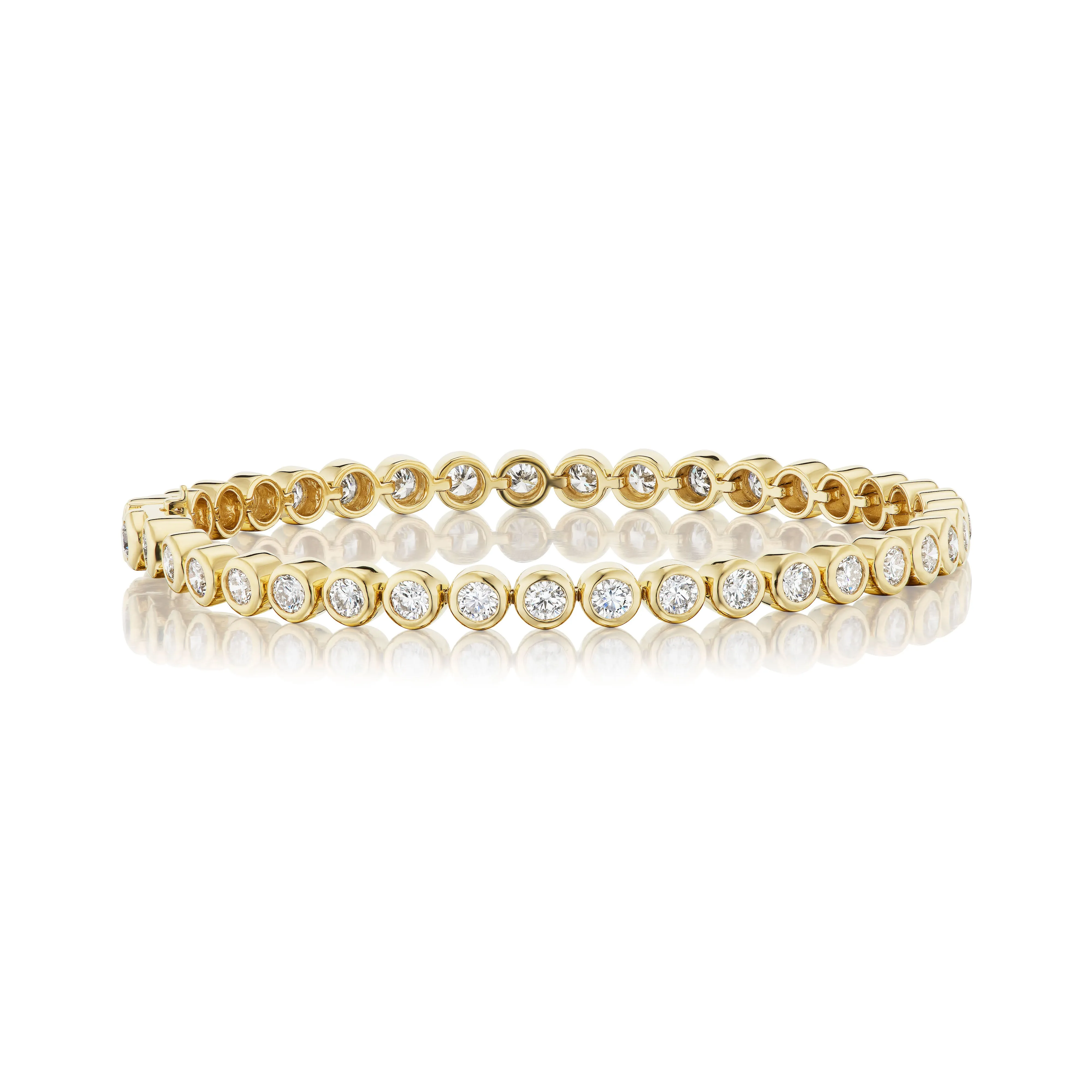 18KY Bezel Round Diamond Tennis Bracelet