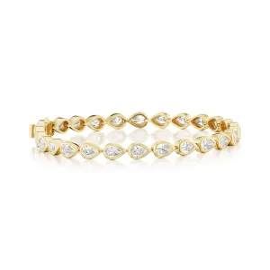 18KY Pear-Shaped Diamond Tennis Bracelet