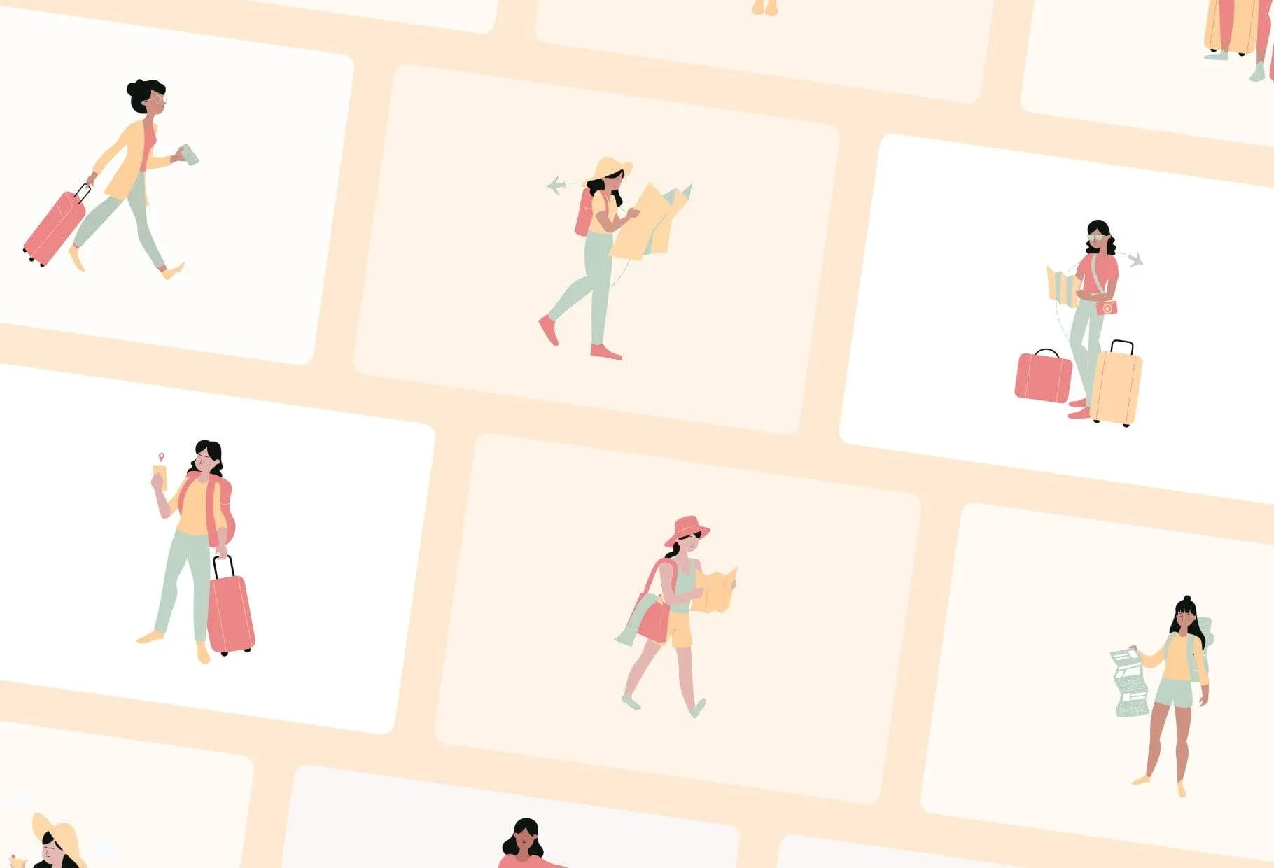 20 Unique Travel Illustrations Fully Editable in Canva