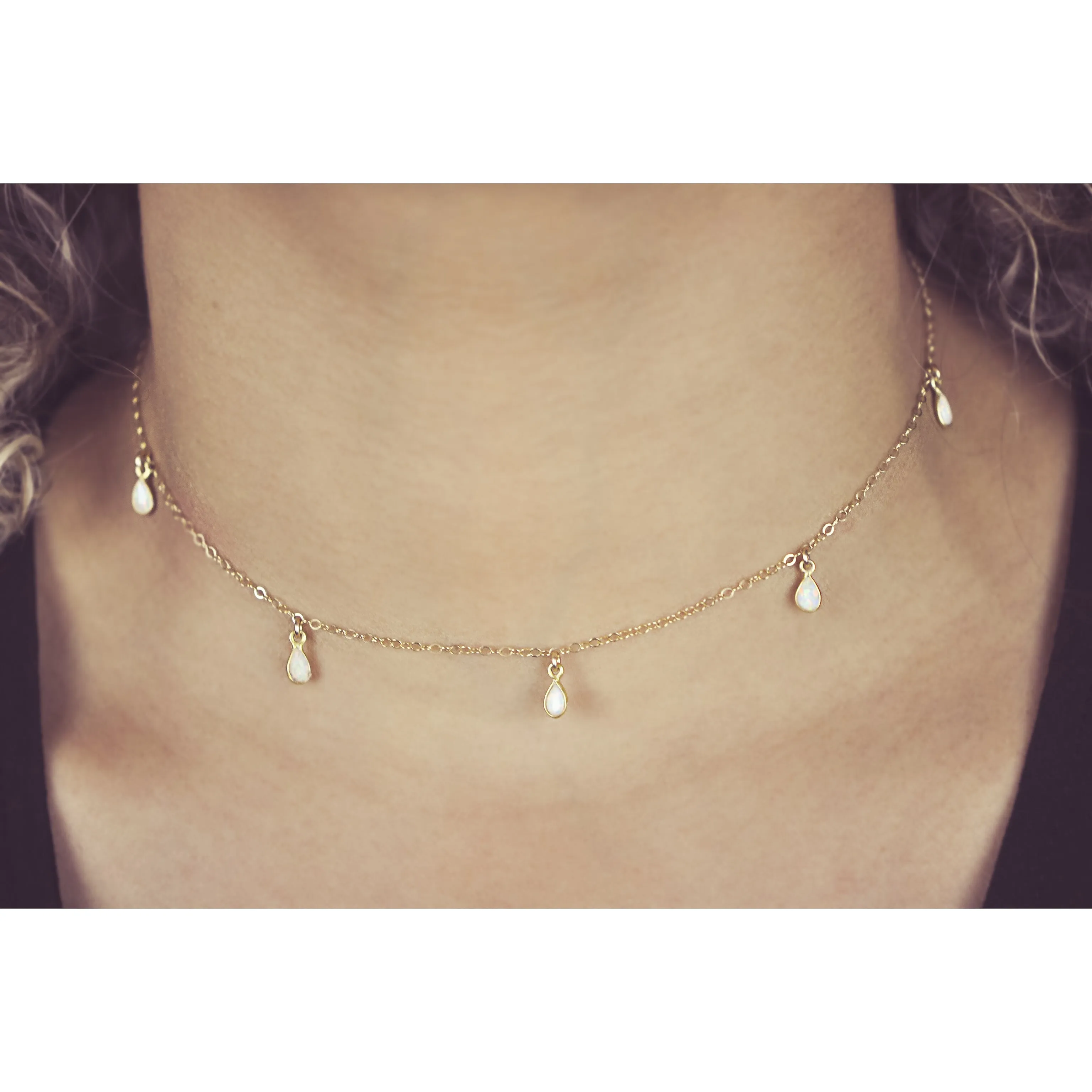 5 Dangle Opal Teardrop Choker