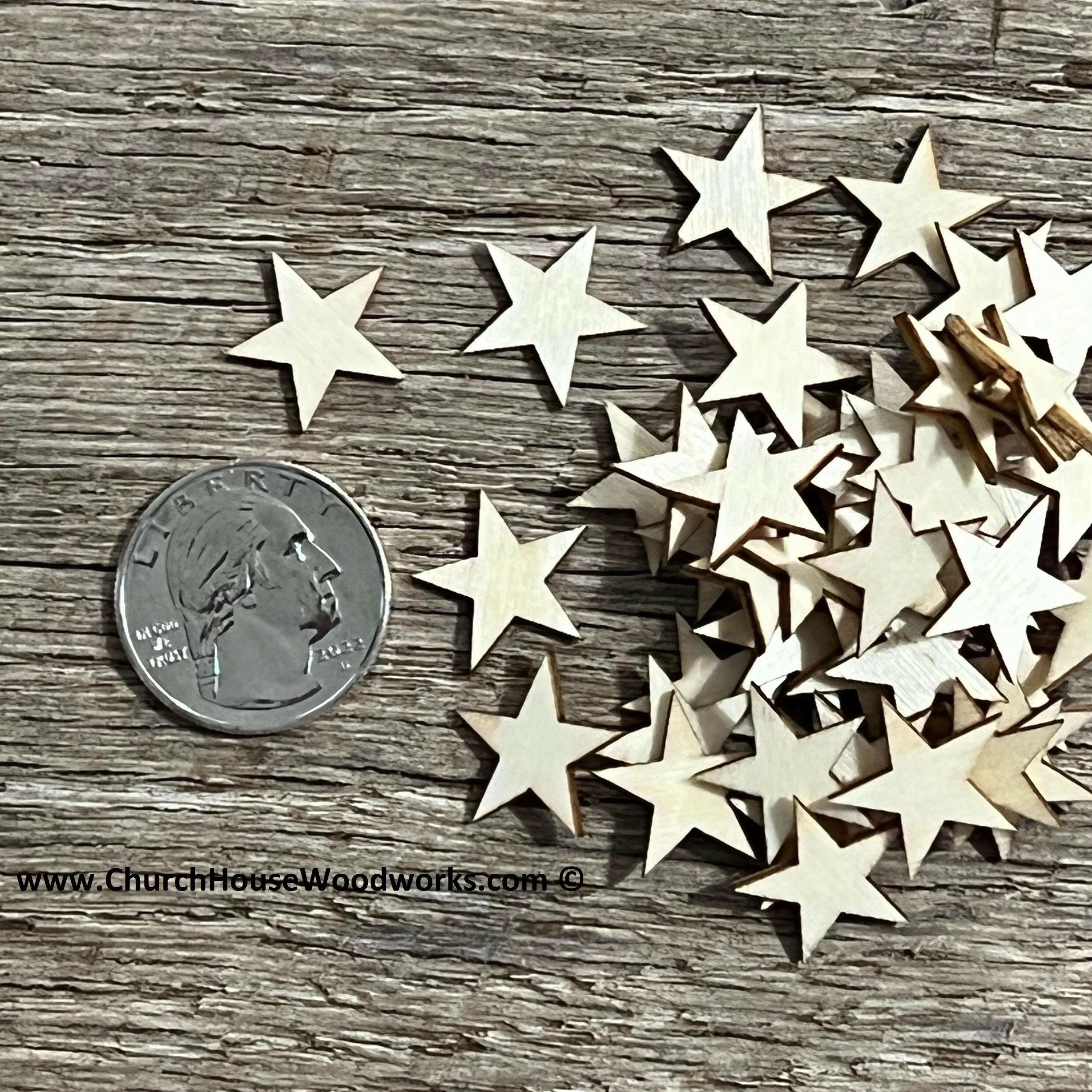 50 Wood Stars 5/8 inch
