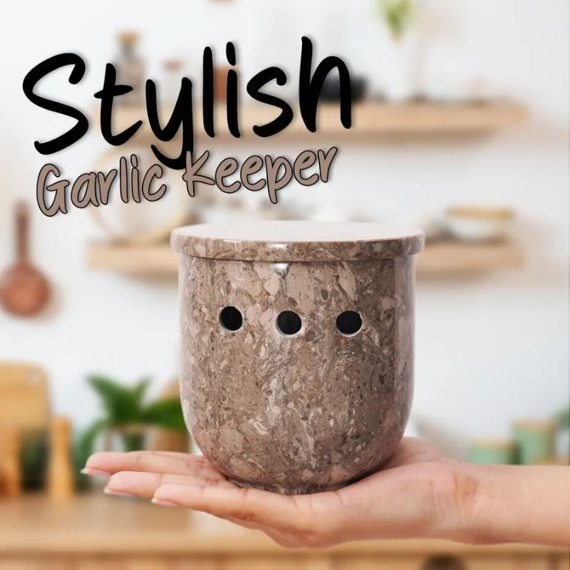 5" Marble Garlic Keeper for Kitchen Counter - Garlic Holder Kitchen