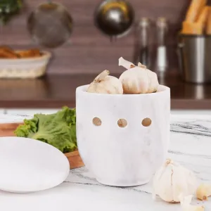 5" Marble Garlic Keeper for Kitchen Counter - Garlic Holder Kitchen