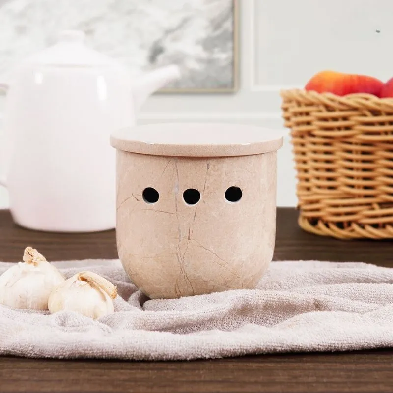 5" Marble Garlic Keeper for Kitchen Counter - Garlic Holder Kitchen