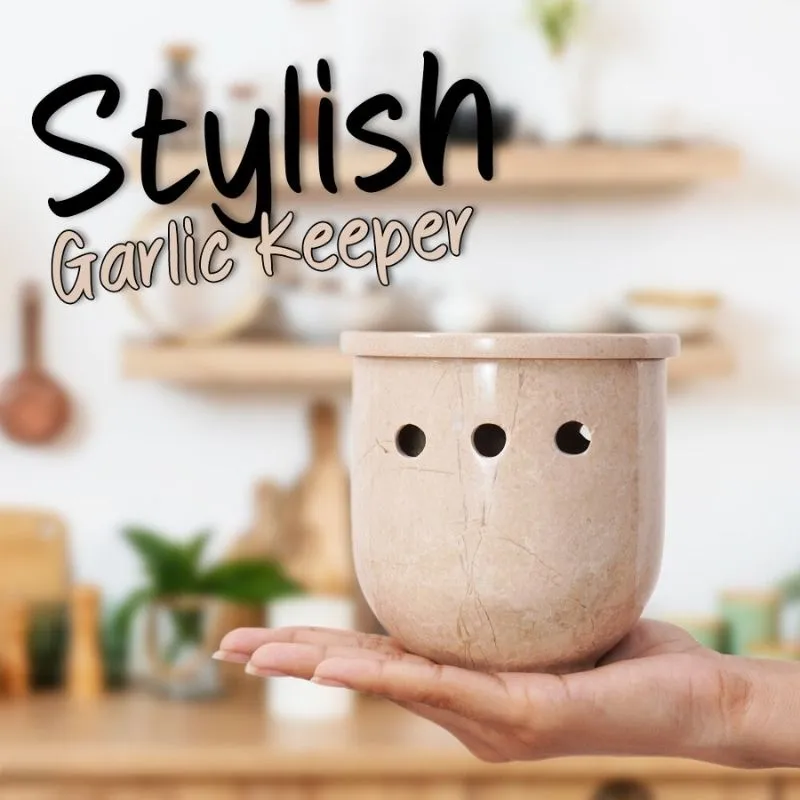5" Marble Garlic Keeper for Kitchen Counter - Garlic Holder Kitchen