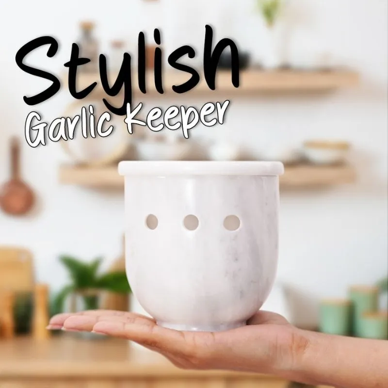 5" Marble Garlic Keeper for Kitchen Counter - Garlic Holder Kitchen