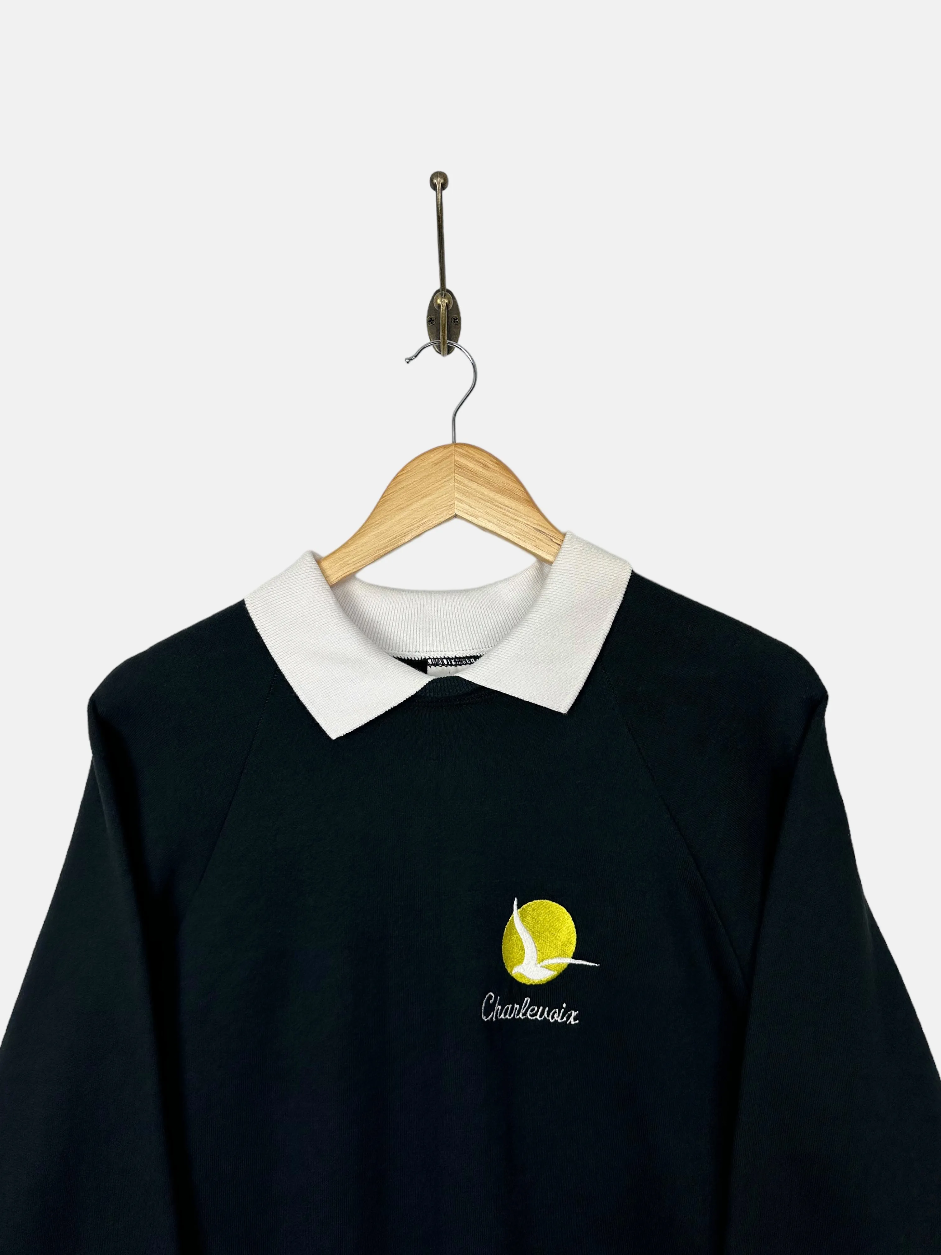 90's Charlevoix USA Made Embroidered Vintage Collared Sweatshirt Size S