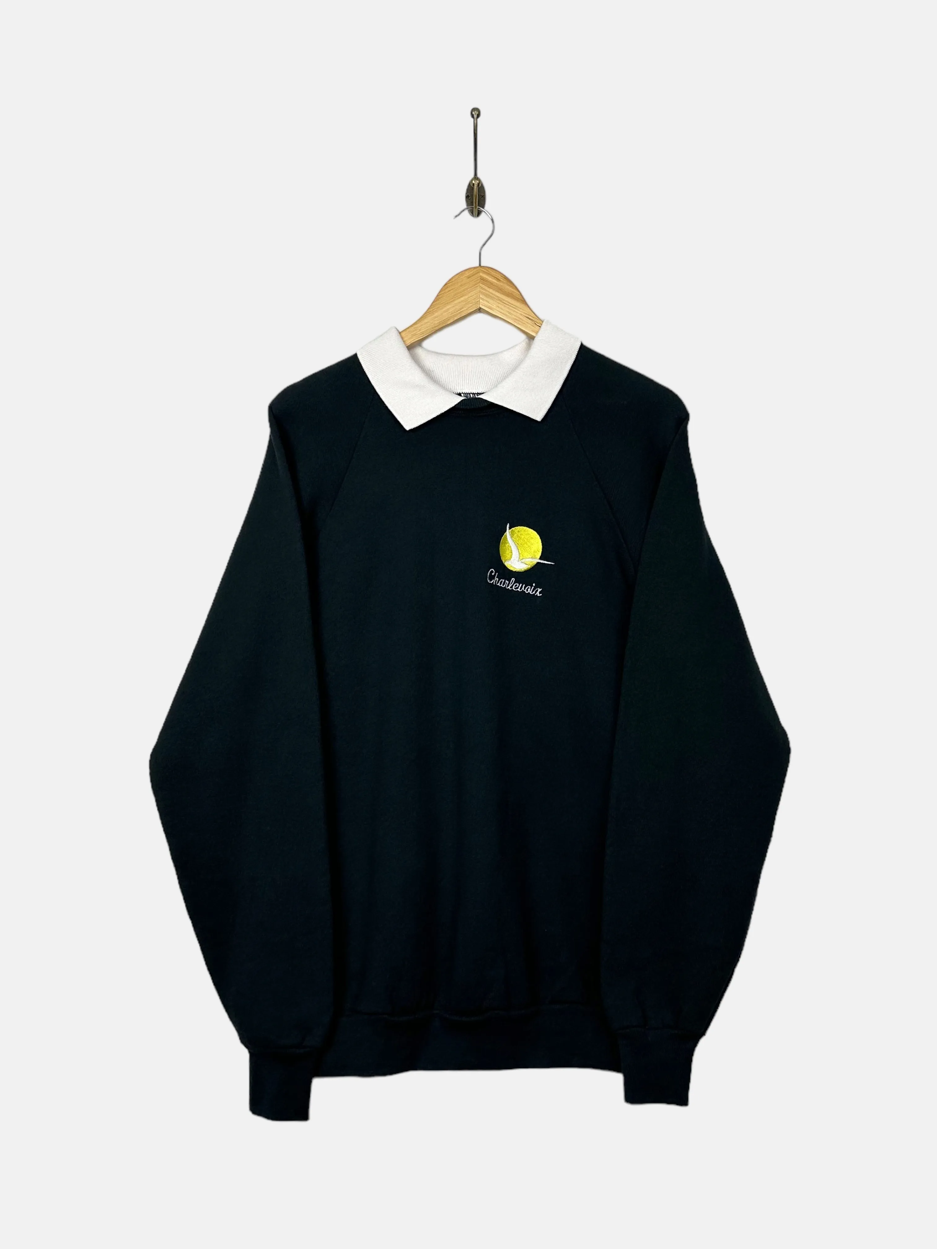 90's Charlevoix USA Made Embroidered Vintage Collared Sweatshirt Size S