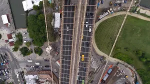 Aerial Brooklyn Bridge-Straight Down 1