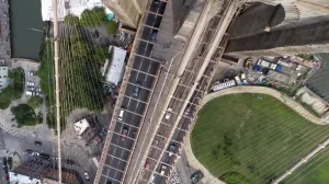 Aerial Brooklyn Bridge-Straight Down 2