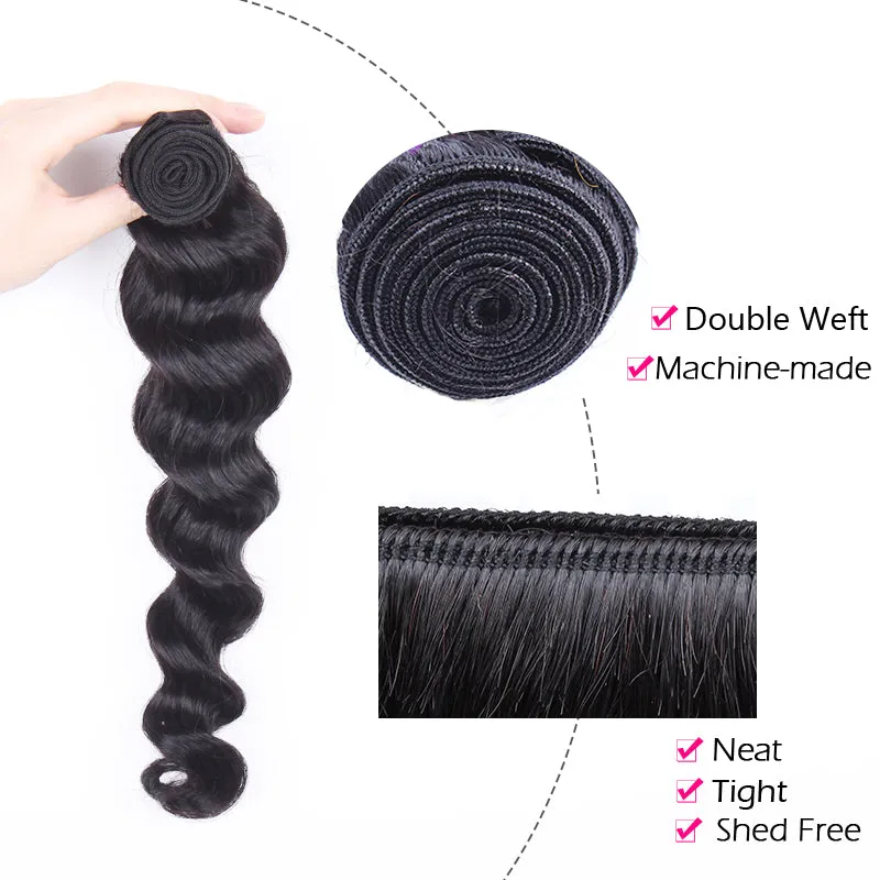 Affordable Hair Loose Wave 100% Human Hair Natural Black 1 Bundle 100gram