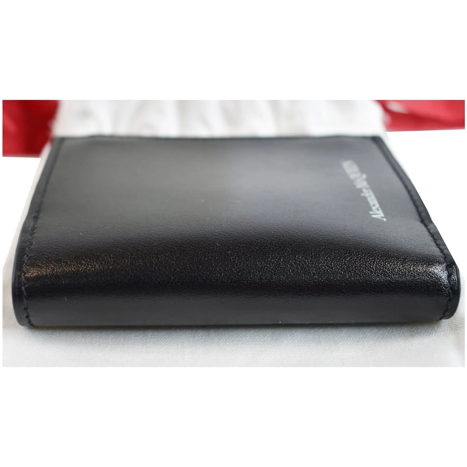 ALEXANDER MCQUEEN Logo-Print Leather Men's Black Wallet - 25% OFF