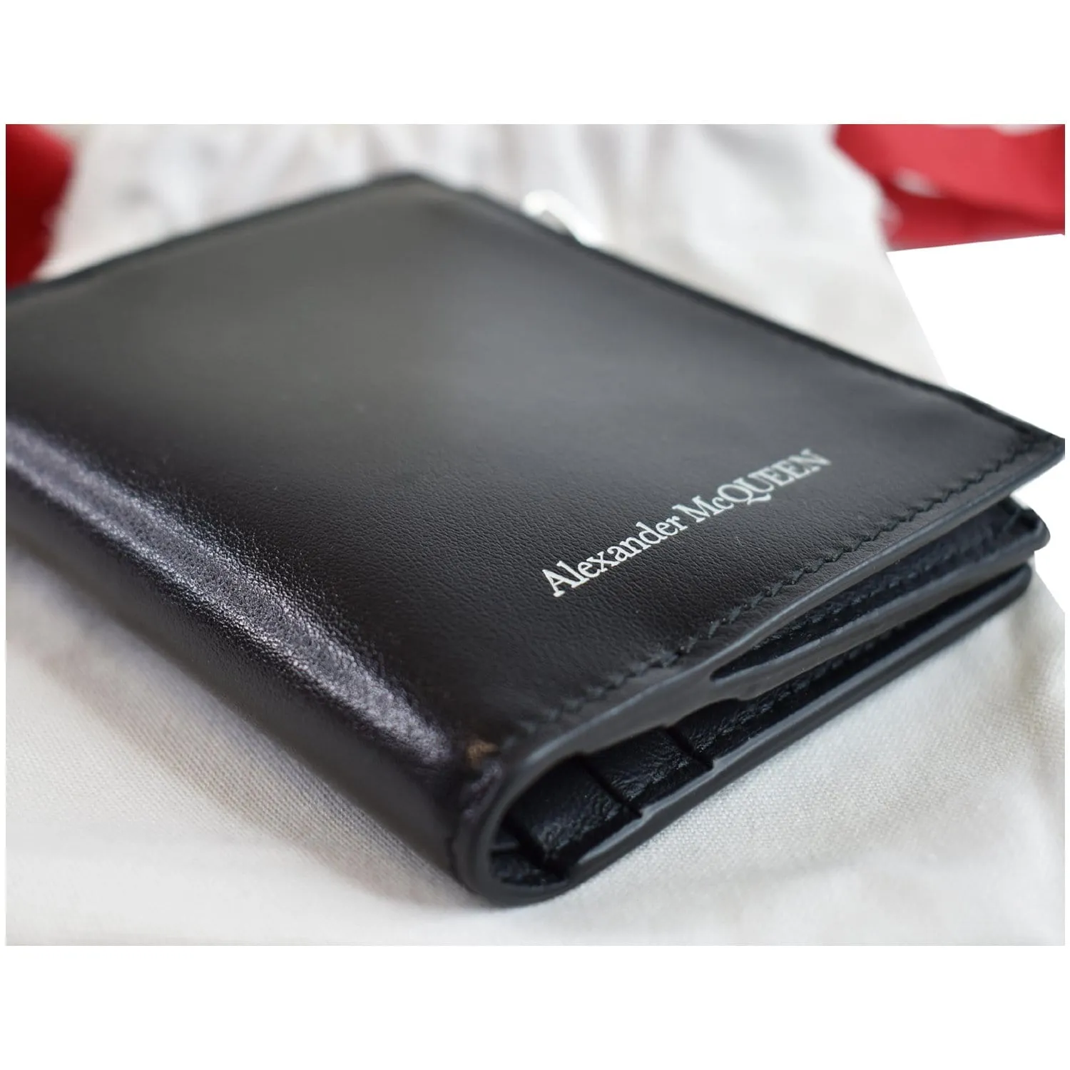 ALEXANDER MCQUEEN Logo-Print Leather Men's Black Wallet - 25% OFF