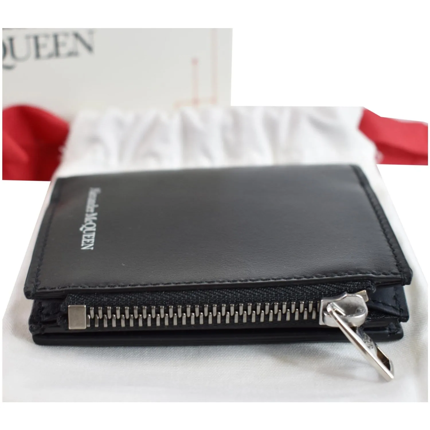 ALEXANDER MCQUEEN Logo-Print Leather Men's Black Wallet - 25% OFF