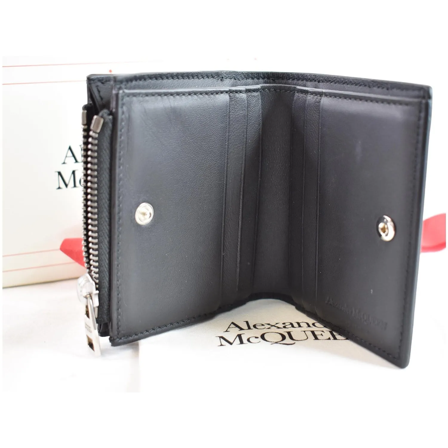 ALEXANDER MCQUEEN Logo-Print Leather Men's Black Wallet - 25% OFF