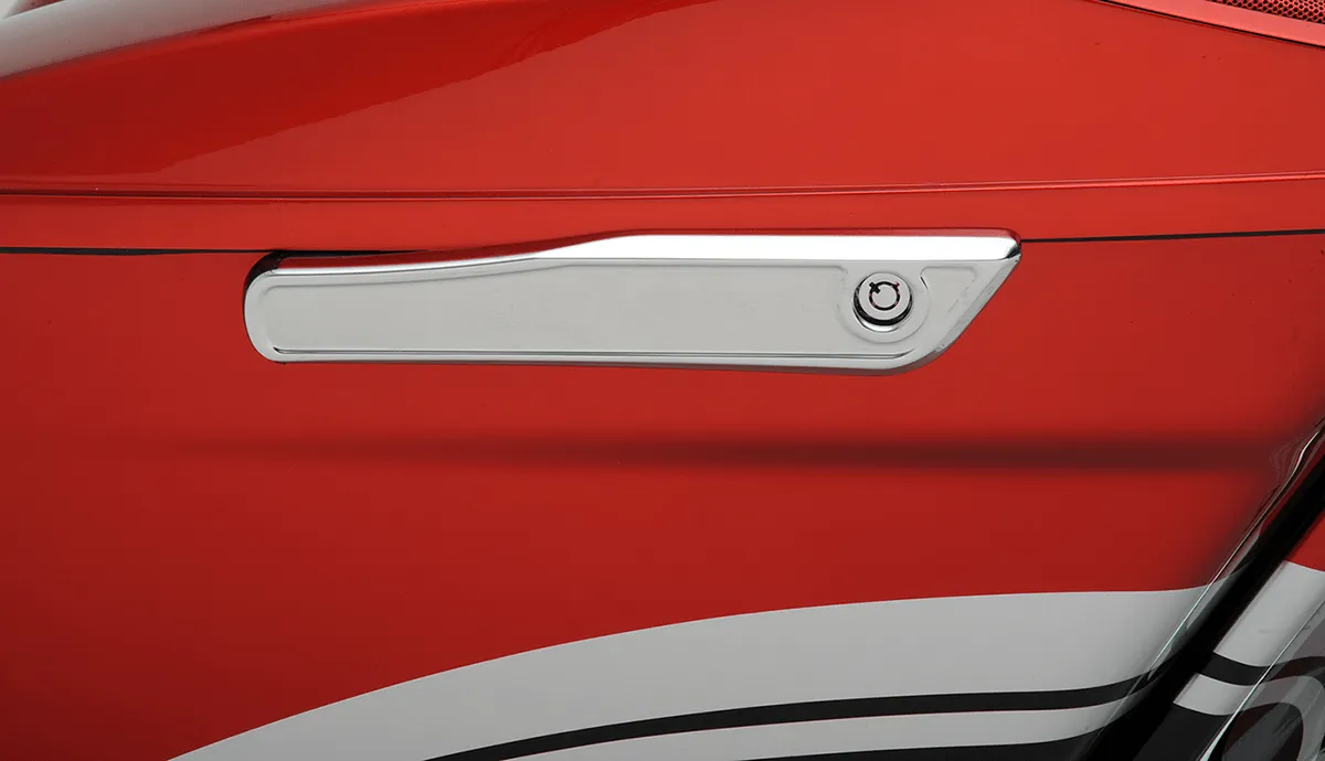 Alloy Art LL14-1 Lighted Saddlebag Latch Cover - Chrome with Smoke Lens & Red LEDs