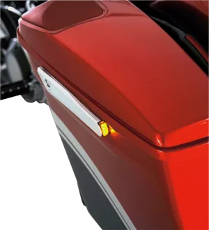 Alloy Art LL14-1 Lighted Saddlebag Latch Cover - Chrome with Smoke Lens & Red LEDs