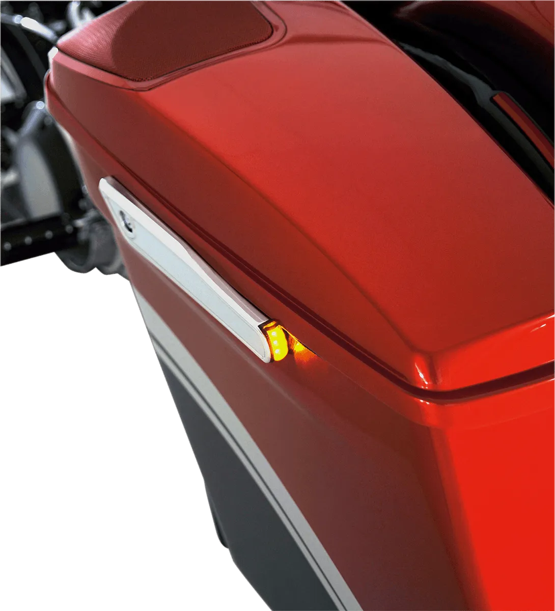 Alloy Art LL14-1 Lighted Saddlebag Latch Cover - Chrome with Smoke Lens & Red LEDs