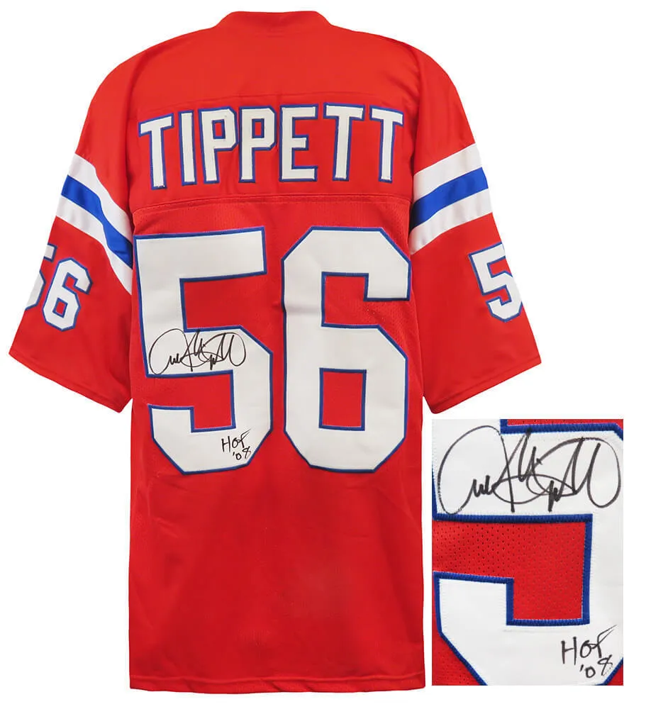 Andre Tippett (PATROITS) Signed Red T/B Custom Football Jersey w/HOF'08 (SS COA)