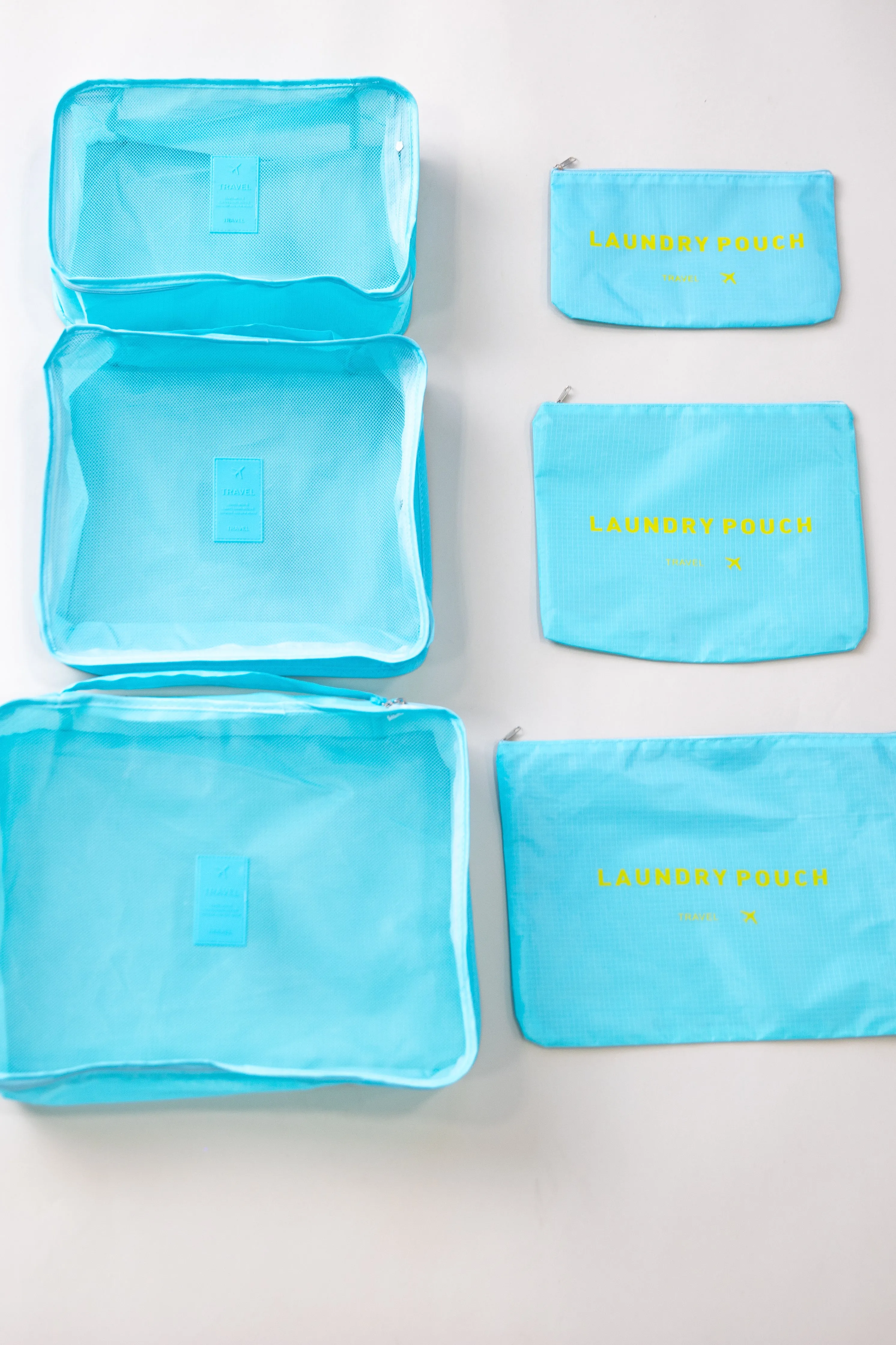 Aqua Six Piece Travel Pouch Set