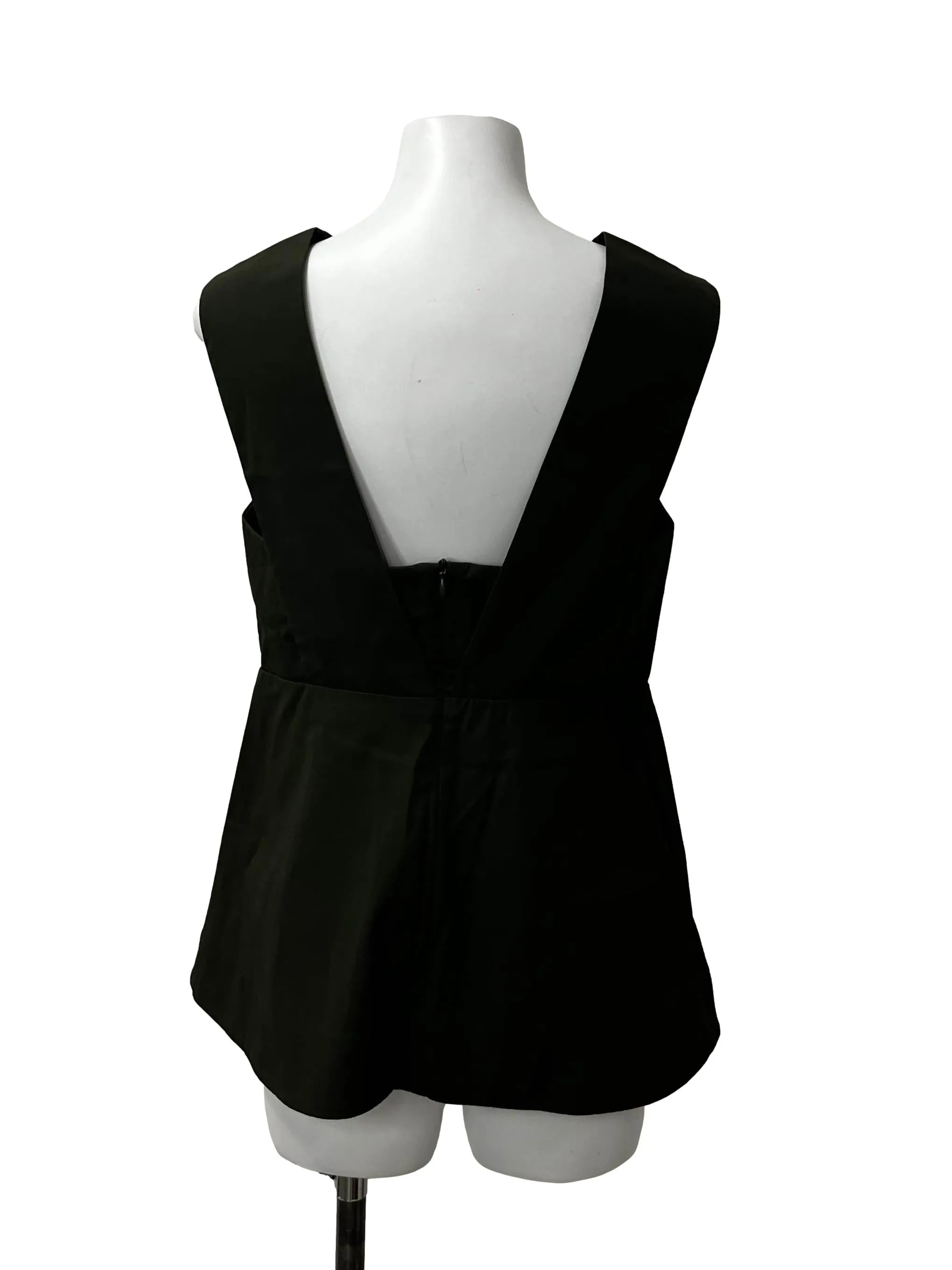 Army Green Babydoll V-Neck Top