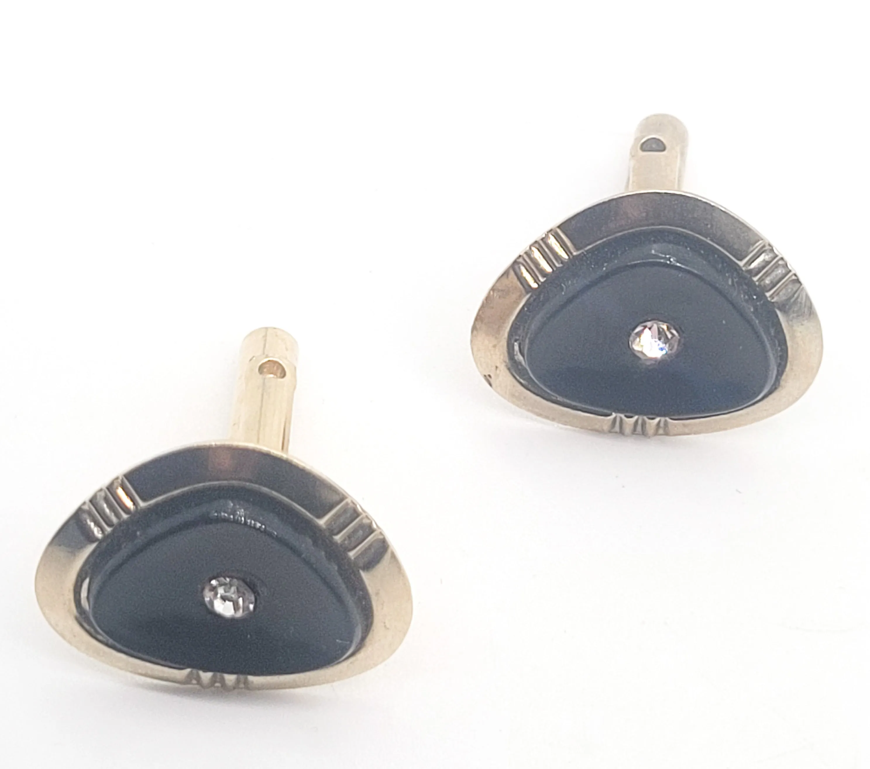 Art Deco style black and gold vintage rhinestone cuff links